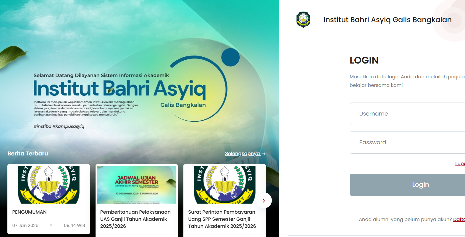Perubahan Akses Website SISKA dan PMB Institut Bahri Asyiq Galis Bangkalan