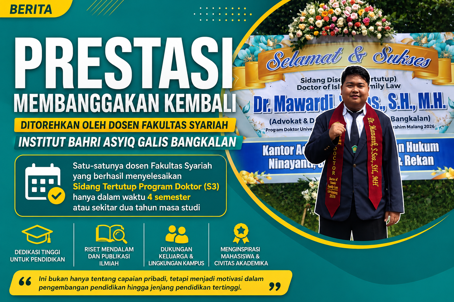 Dosen INSTIBA Bangkalan Tuntaskan Sidang Tertutup Doktoral di UIN Malang dalam 4 Semester